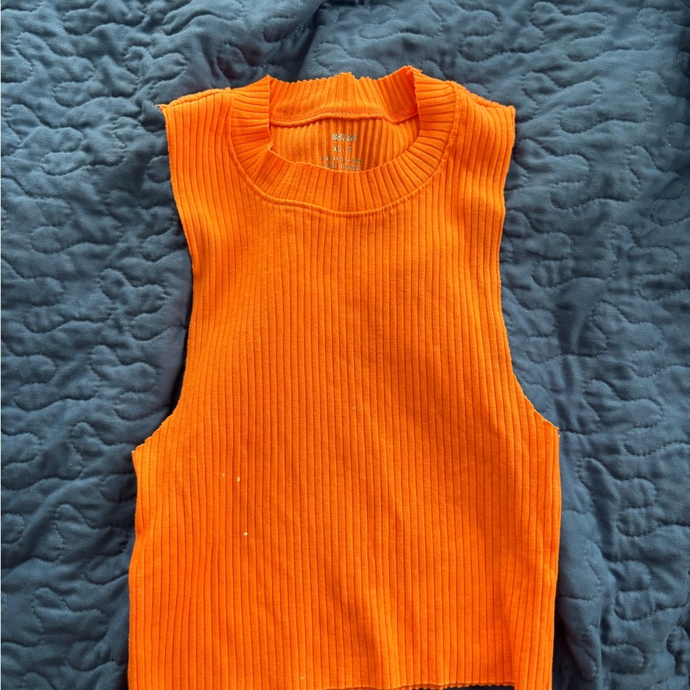 Aerie Bright Orange Ribbed Tank Top